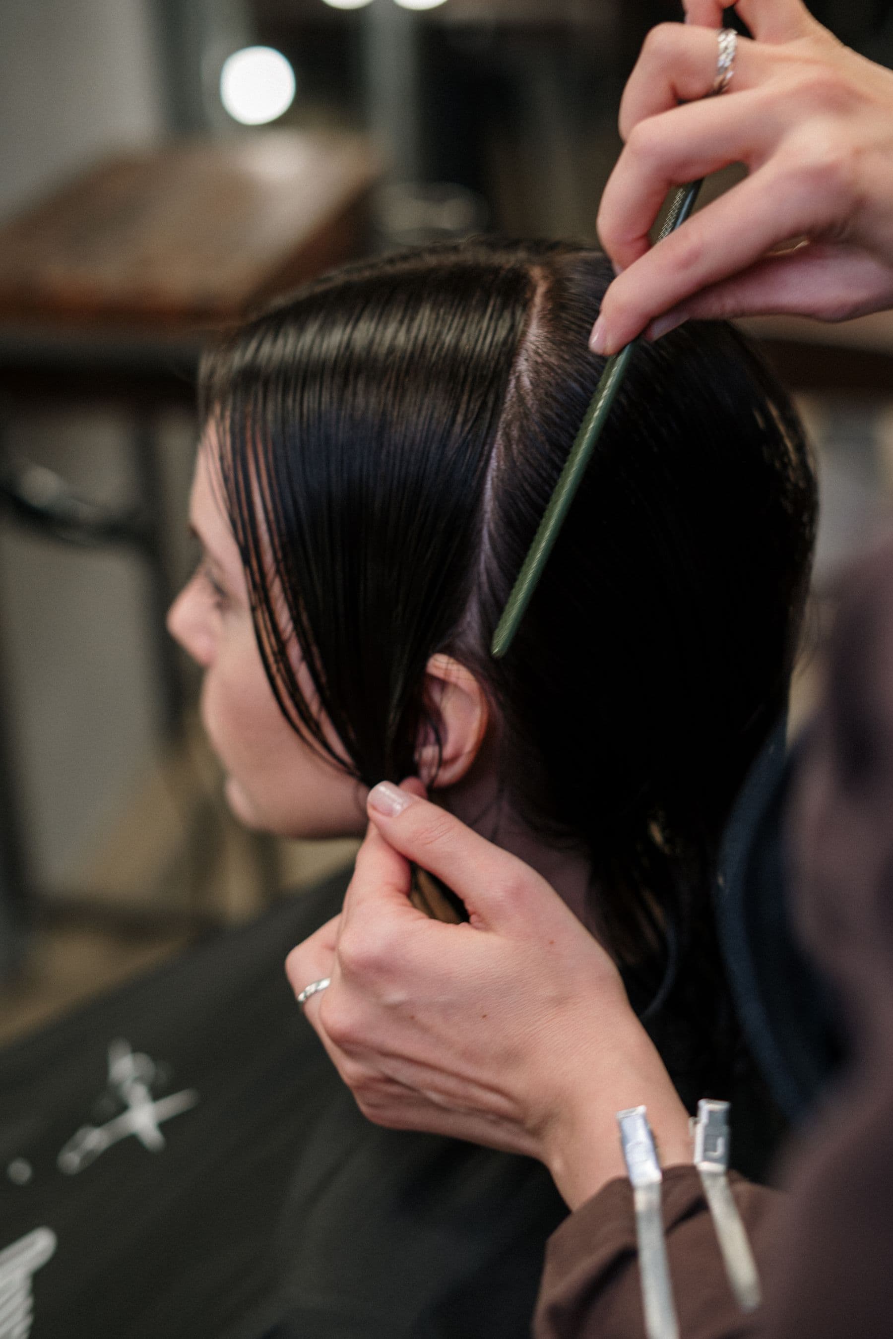 Before: wet hair, open sections, same service